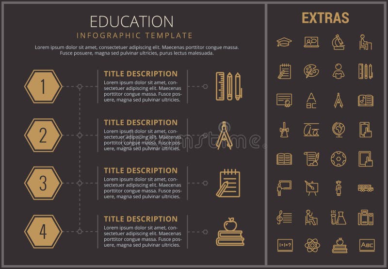 Infographic mall, beståndsdelar och symboler för utbildning royaltyfri illustrationer