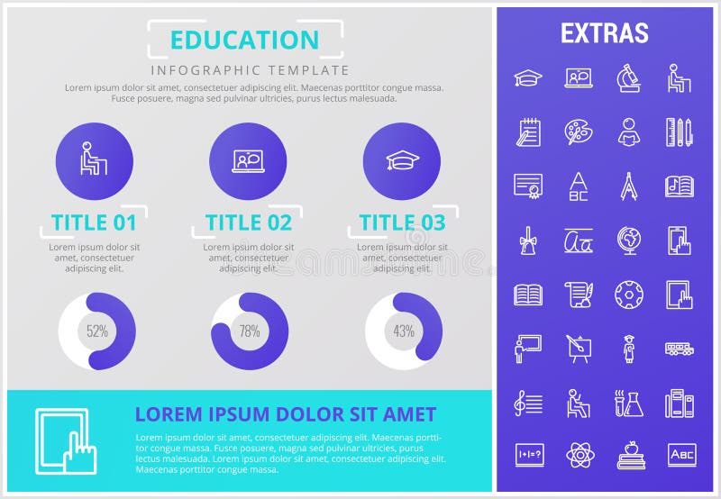 Infographic mall, beståndsdelar och symboler för utbildning vektor illustrationer