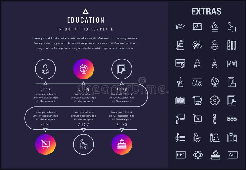Infographic mall, beståndsdelar och symboler för utbildning vektor illustrationer