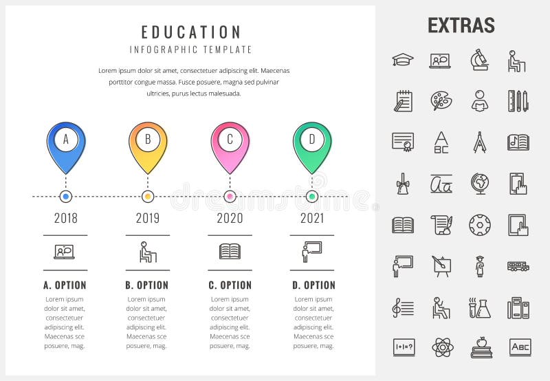 Infographic mall, beståndsdelar och symboler för utbildning royaltyfri illustrationer