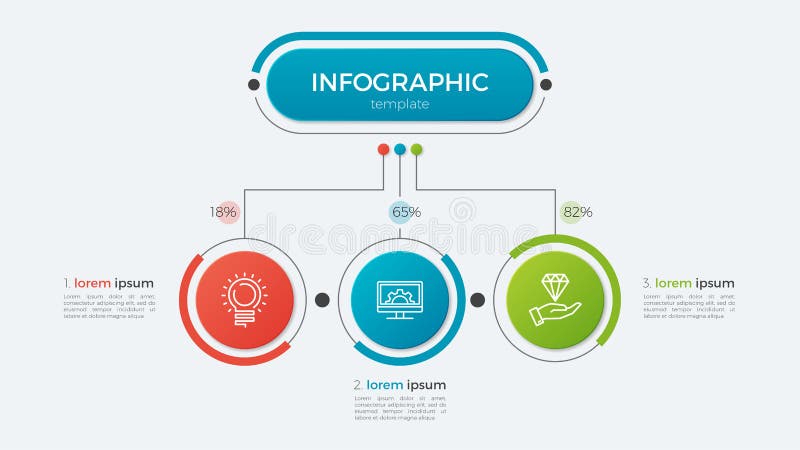 Infographic mall för presentationsaffär med 3 alternativ