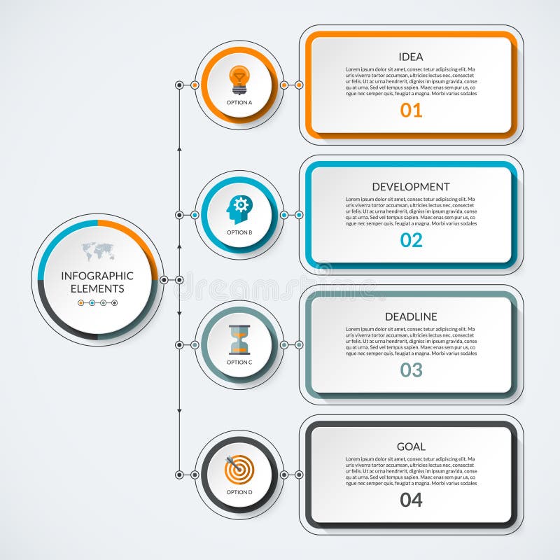 Infographic mall med 4 alternativ stock illustrationer