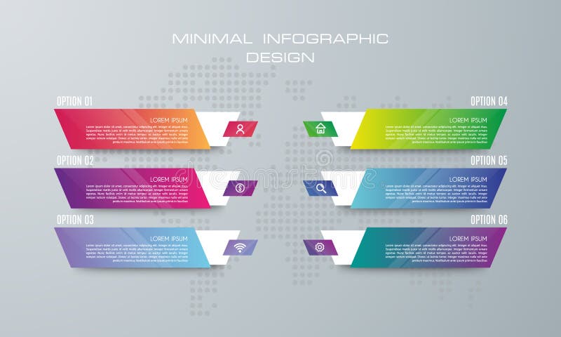 Infographic mall med 6 alternativ, baneralternativ för infographic vektor illustrationer Infographic mall med 6 alternativ, baneralternativ för infographic vektor illustrationer