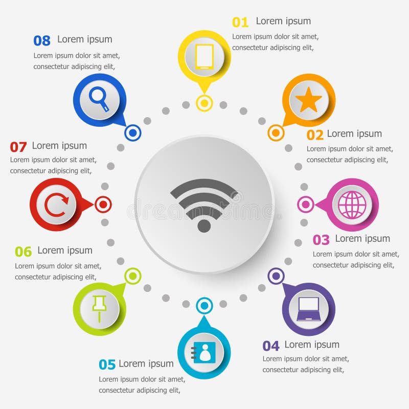 Infographic mall med internetsymboler royaltyfri illustrationer Infographic mall med internetsymboler royaltyfri illustrationer