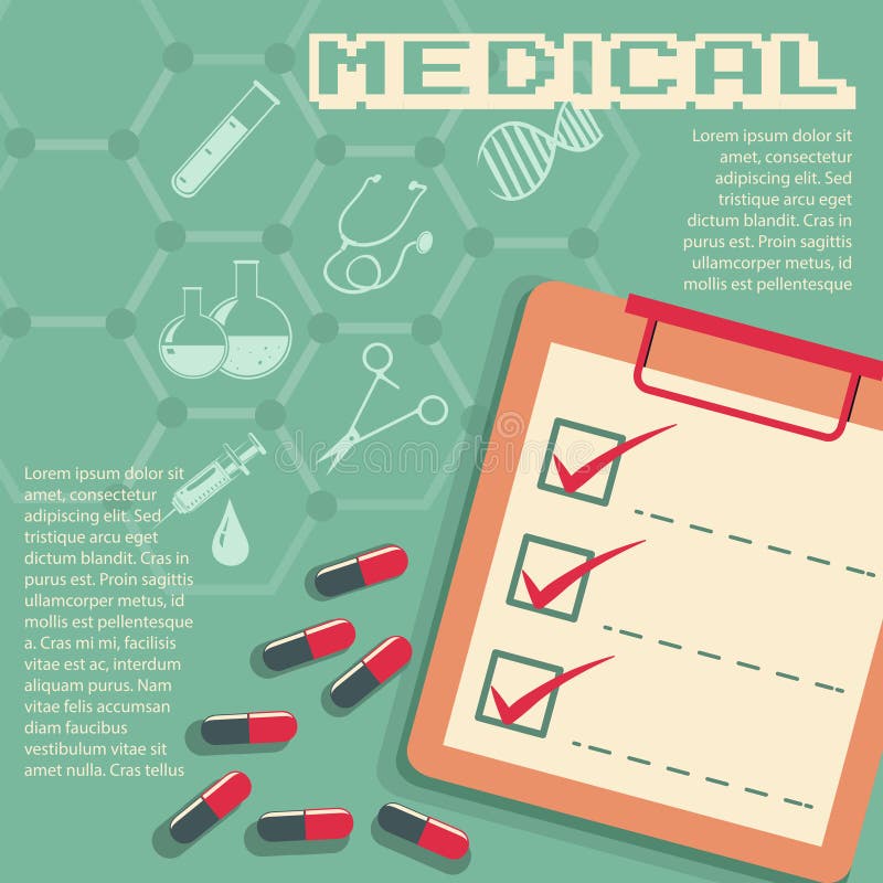 Infographic with Medical Symbols and Text Stock Vector Illustration