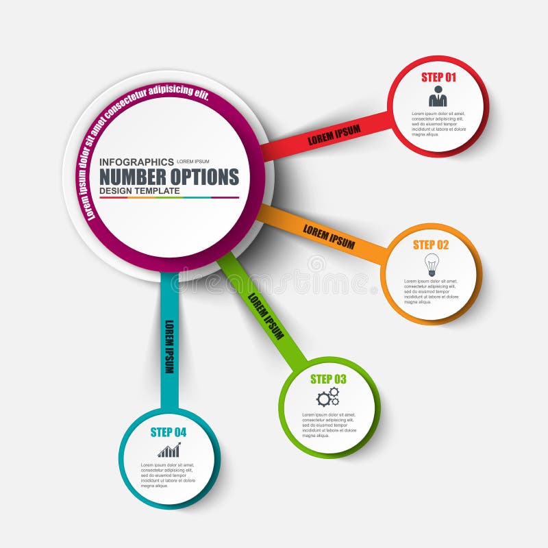 Infographic number options vector design template. Can be used for workflow layout, data visualization, business concept stock illustration Infographic number options vector design template. Can be used for workflow layout, data visualization, business concept stock illustration