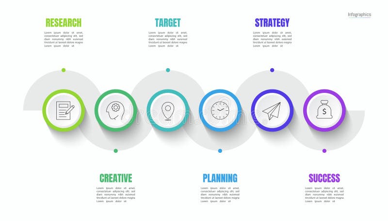 Infographic 6 options design elements for your business data. Vector