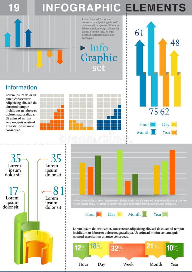 INFOGRAPHIC presentation template graph pie stock illustration