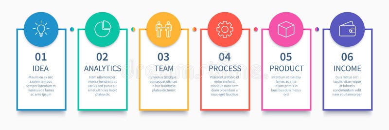 Infographic proceskolommen De bedrijfsstappen brengen, het diagram van de werkschemalay-out en manier van idee aan inkomensvector vector illustratie Infographic proceskolommen De bedrijfsstappen brengen, het diagram van de werkschemalay-out en manier van idee aan inkomensvector vector illustratie
