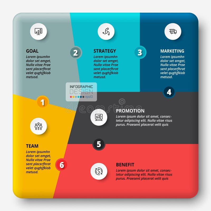 Segments in the form of puzzles can explain the process of work or present different results stock illustration