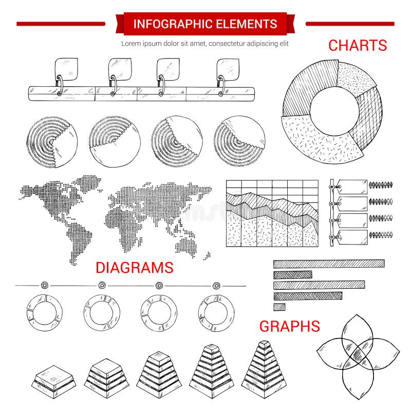 Infographic sketch graph, chart vector elements vector illustration Infographic sketch graph, chart vector elements vector illustration
