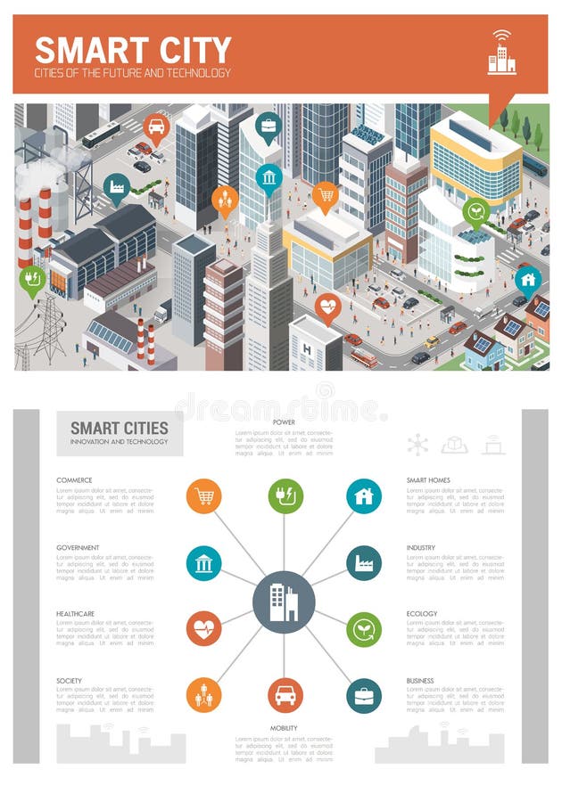 Infographic smart stad vektor illustrationer