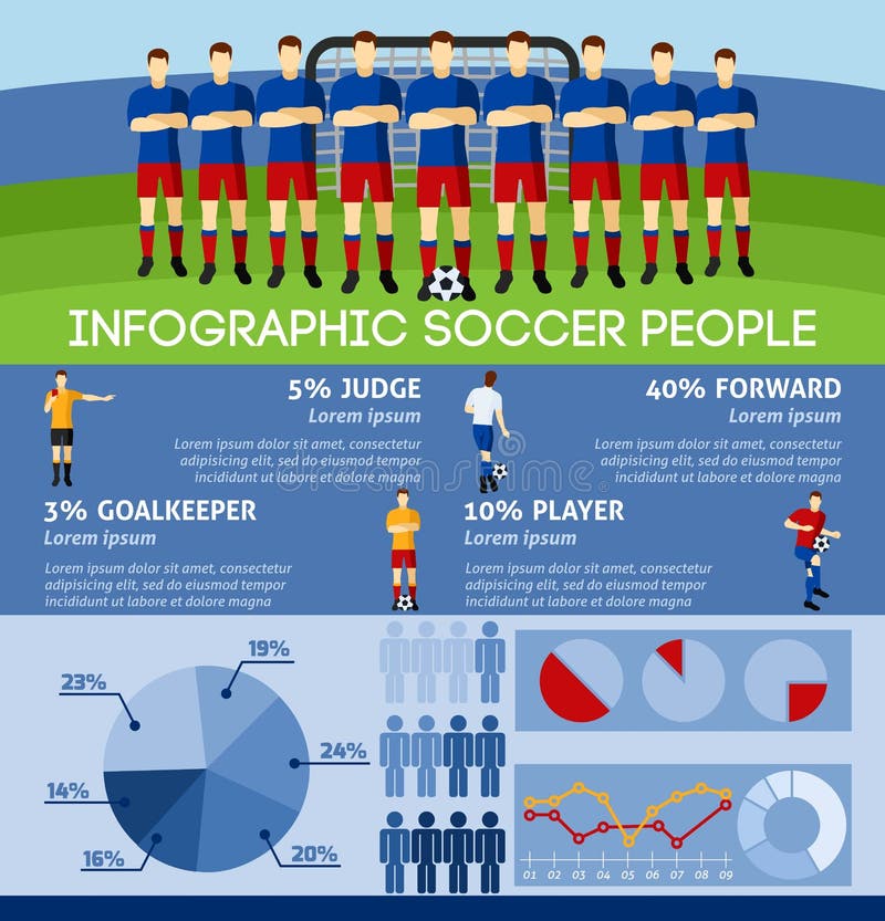 Infographic Soccer with Team and Gate Stock Vector Illustration of