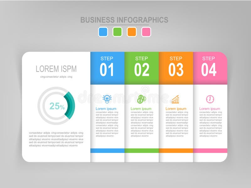 Infographic of step, flat design of business icon vector royalty free illustration