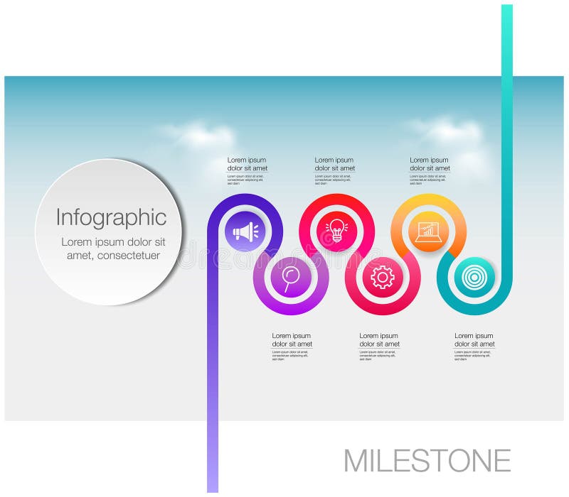 Infographic 6 Step Road Map Template Stock Illustration - Illustration ...