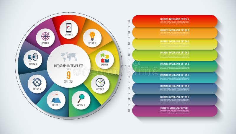 Infographic Szablon również zwrócić corel ilustracji wektora Abstrakcjonistyczny sztandar z 9 krokami, opcje ilustracji Infographic Szablon również zwrócić corel ilustracji wektora Abstrakcjonistyczny sztandar z 9 krokami, opcje ilustracji