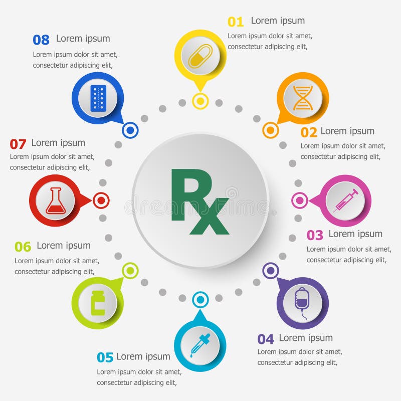 Infographic szablon z aptek ikonami royalty ilustracja Infographic szablon z aptek ikonami royalty ilustracja