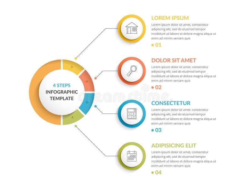 Infographic szablon z Cztery krokami ilustracji