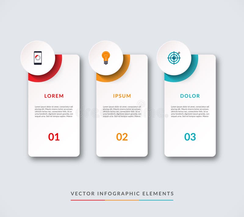Infographic sztandar z 3 zakładkami i okręgami royalty ilustracja Infographic sztandar z 3 zakładkami i okręgami royalty ilustracja