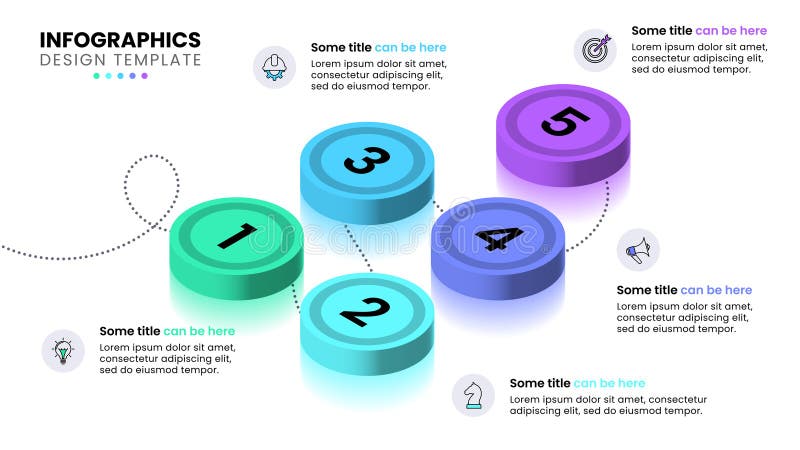 Infographic template. Isometric line with 5 steps vector illustration