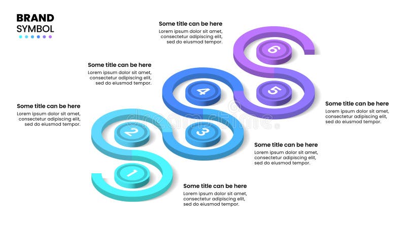 Infographic template. Isometric line with 6 steps stock illustration