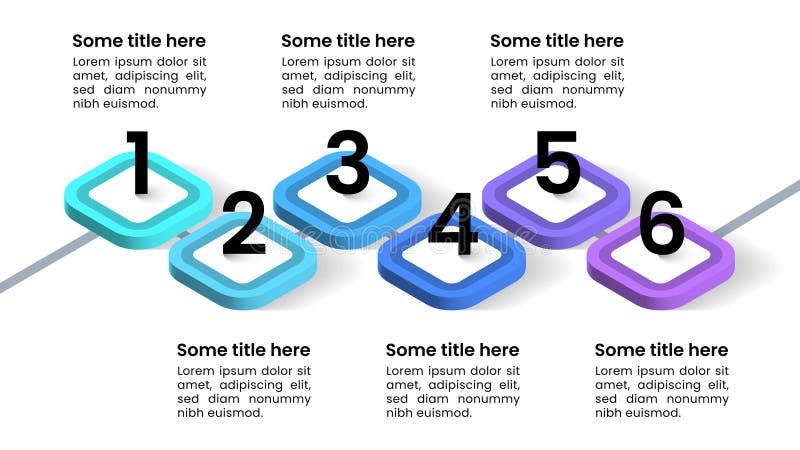 Infographic template. Isometric line with 6 steps royalty free illustration