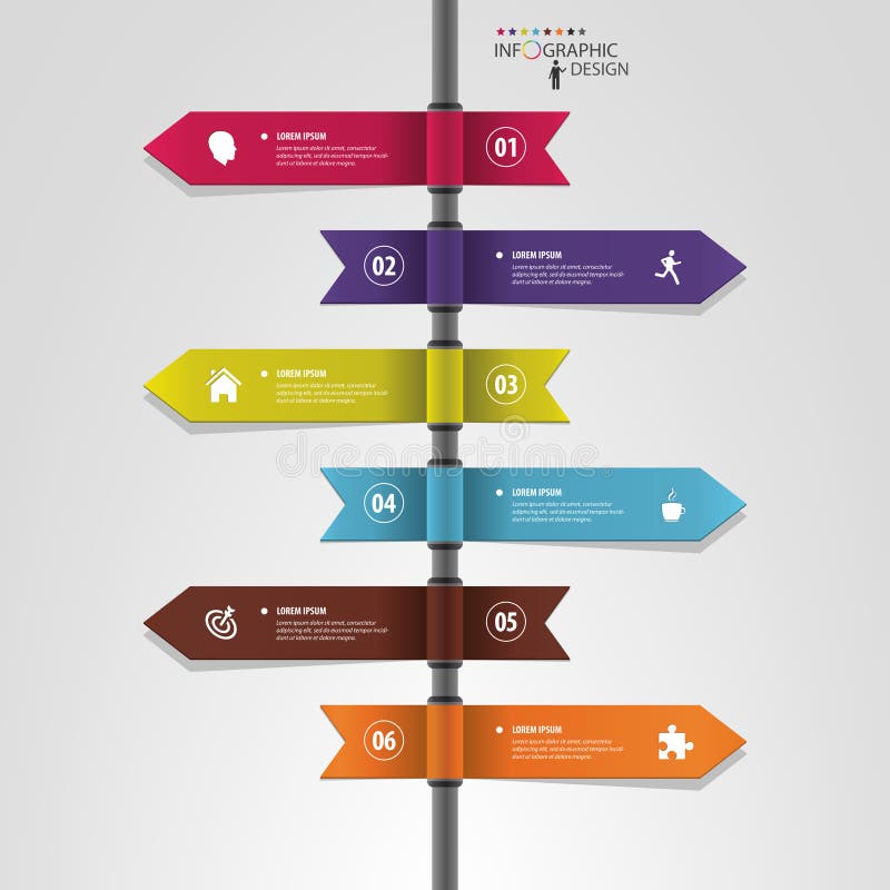 Infographic Template Of Multidirectional Pointers On A Signpost Stock Vector Illustration of