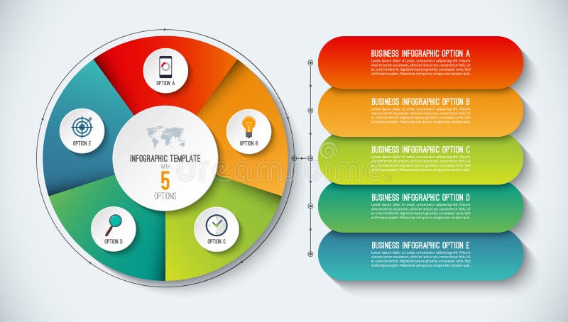 Infographic template. Vector illustration. Abstract banner with 5 steps, options.