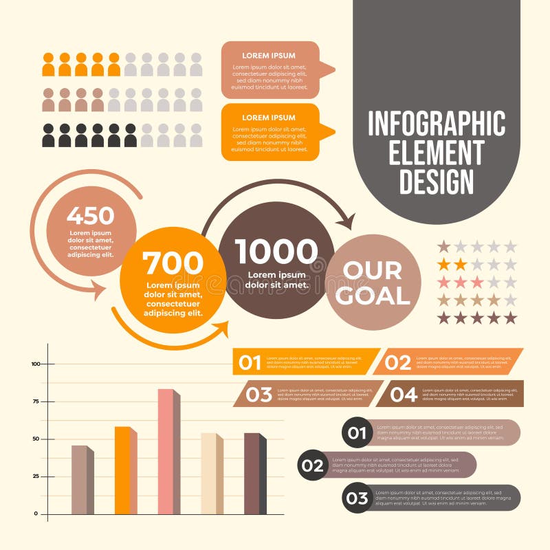 Infographic templates with charts, diagrams, timelines, steps in modern data visualization royalty free illustration