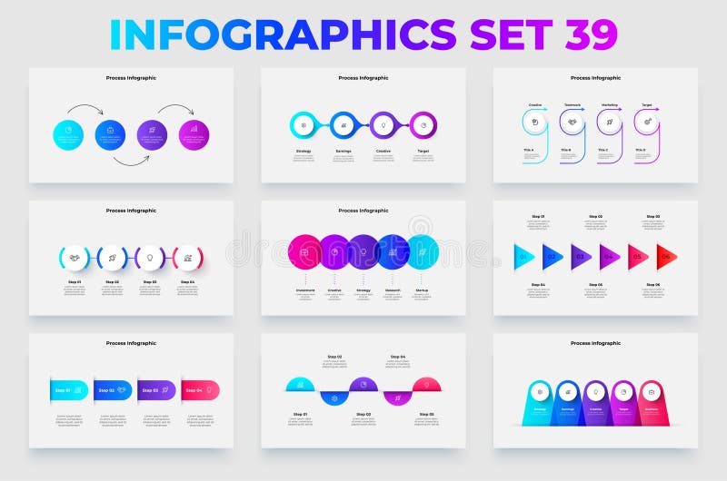 Infographic templates showcasing workflows, steps, and processes. Ideal for presentations, data visualization, and royalty free illustration