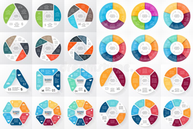 Infographic vektorcirkelpilar 3 4, 5, 6, 7, 8 alternativ, delar, moment Mall för cirkuleringsdiagrammet, graf stock illustrationer Infographic vektorcirkelpilar 3 4, 5, 6, 7, 8 alternativ, delar, moment Mall för cirkuleringsdiagrammet, graf stock illustrationer