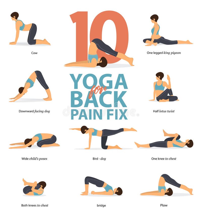 Set of yoga postures female figures Infographic . 6 Yoga poses for... -  Stock Image - Everypixel