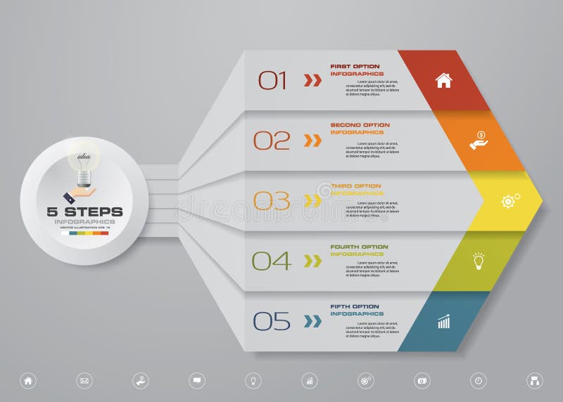 infographic στοιχείο βελών 5 βημάτων για την παρουσίαση απεικόνιση αποθεμάτων infographic στοιχείο βελών 5 βημάτων για την παρουσίαση απεικόνιση αποθεμάτων