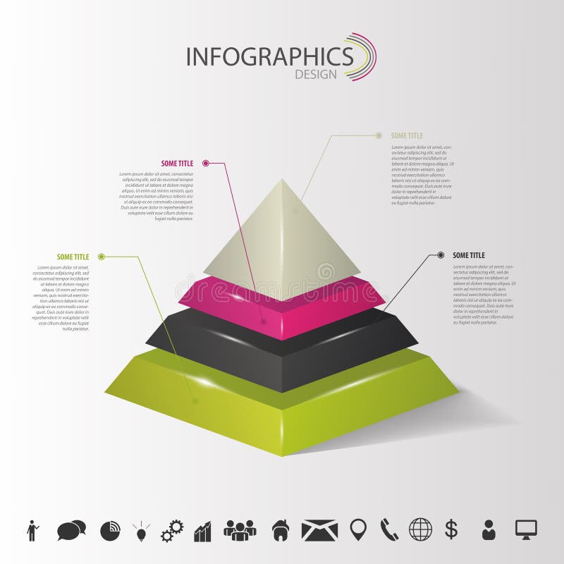 Infographics. Abstract 3d Pyramid with icons. Vector royalty free illustration