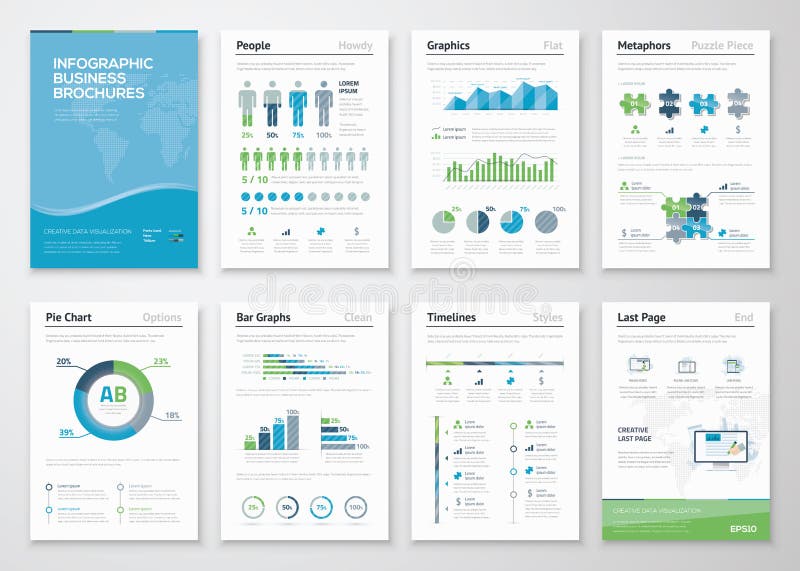 Infographics brochure elements for business data visualization stock illustration