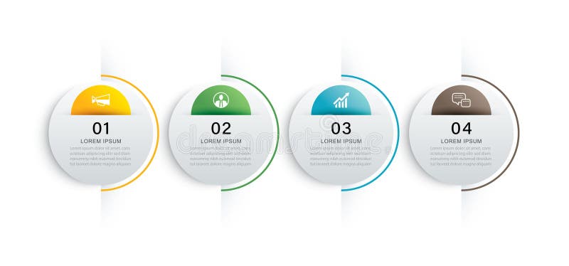 Infographics circle timeline with 4 number data template. Illustration business abstract background vector illustration