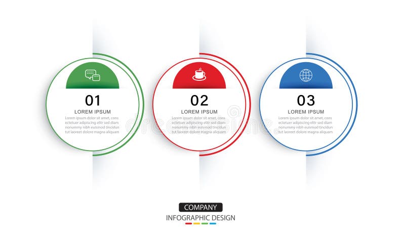 Infographics circle timeline with 3 number data template. Illustration business abstract background vector illustration