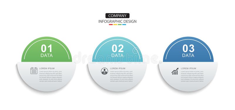 Infographics circle timeline with 3 number data template. Illustration business abstract background vector illustration