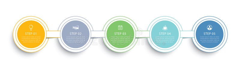 Infographics circle timeline with 5 number thin line data template. Vector illustration abstract background vector illustration