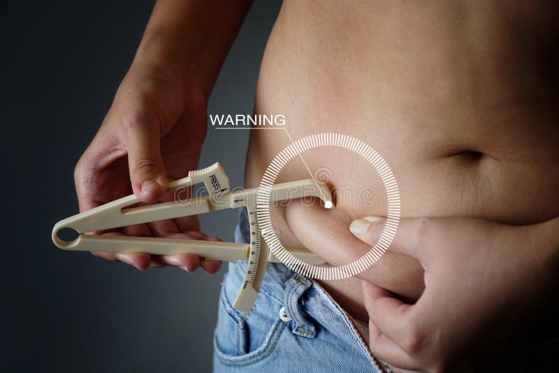 Infographics Circles and warning Girl shows holding and pushing the skin of the belly cellulite with personal body fat tester. as stock photography Infographics Circles and warning Girl shows holding and pushing the skin of the belly cellulite with personal body fat tester. as stock photography