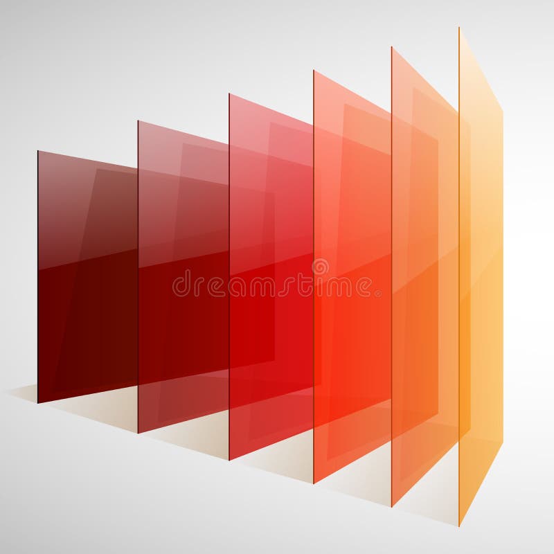 Infographics 3d perspective red, orange and yellow