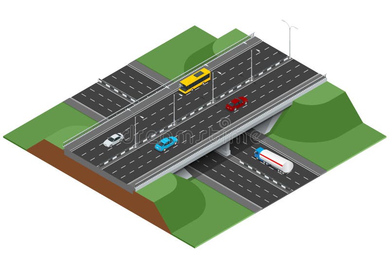 Infographics da estrada com as estradas com transporte da cidade Conceito 3d isométrico liso da cidade com estradas ilustração royalty free Infographics da estrada com as estradas com transporte da cidade Conceito 3d isométrico liso da cidade com estradas ilustração royalty free