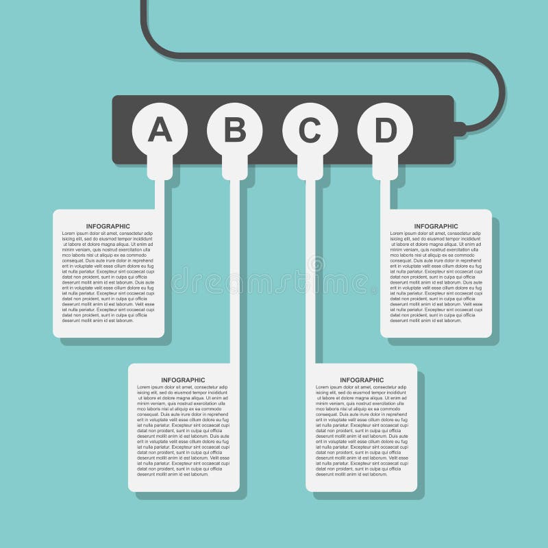 Infographics Design Style Power Outlet with Plugs. Stock Vector