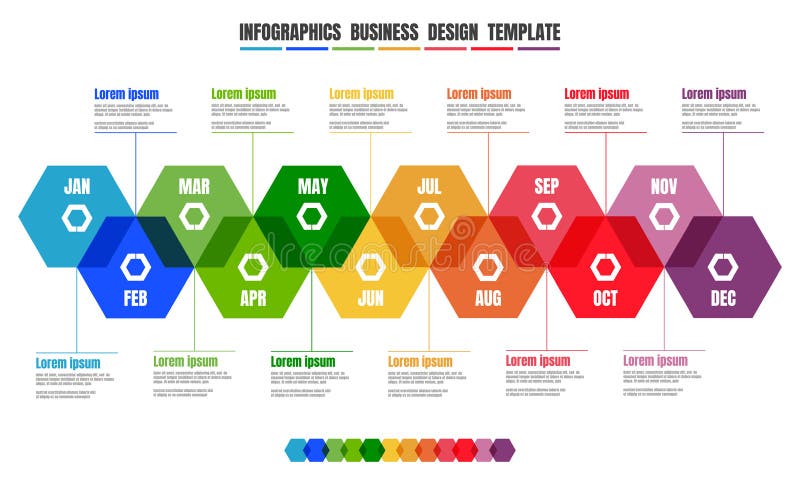 Infographics Full Year Timeline Colorful Template Design With All