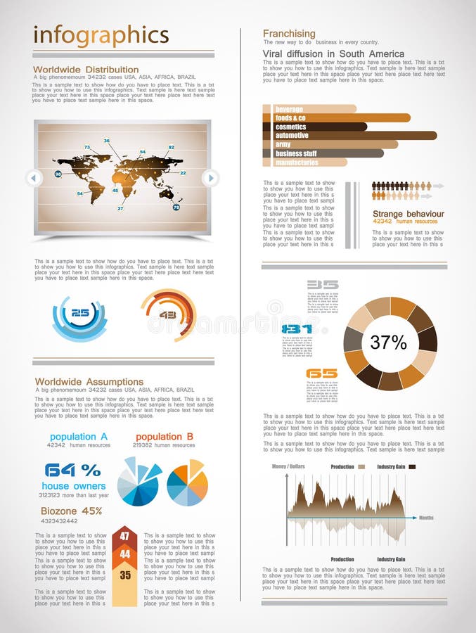 Infographics page with a lot of design elements vector illustration