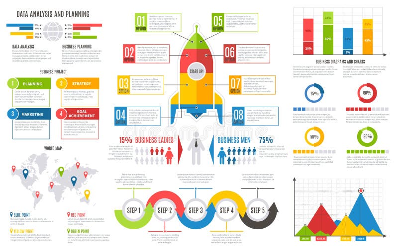 Infographics report. Financial charts diagrams bar chart graph business user interface design vector presentation royalty free illustration Infographics report. Financial charts diagrams bar chart graph business user interface design vector presentation royalty free illustration