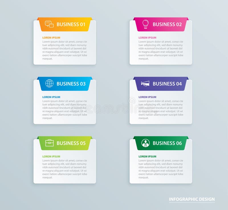 Infographics tab paper index with 6 data template. Vector illustration abstract background. Can be used for workflow layout, stock illustration Infographics tab paper index with 6 data template. Vector illustration abstract background. Can be used for workflow layout, stock illustration