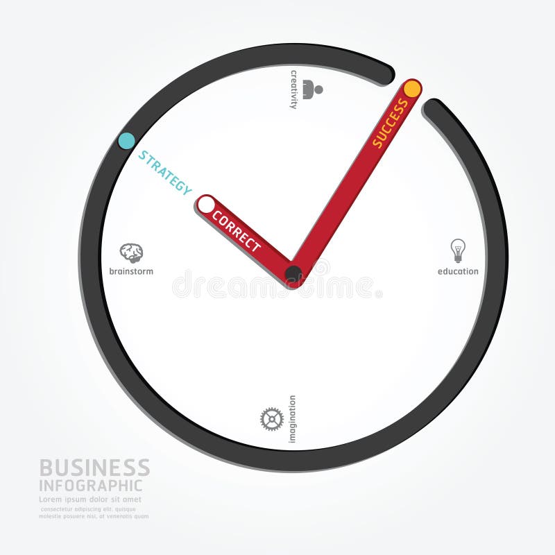 Infographics vector clock design diagram line style template.