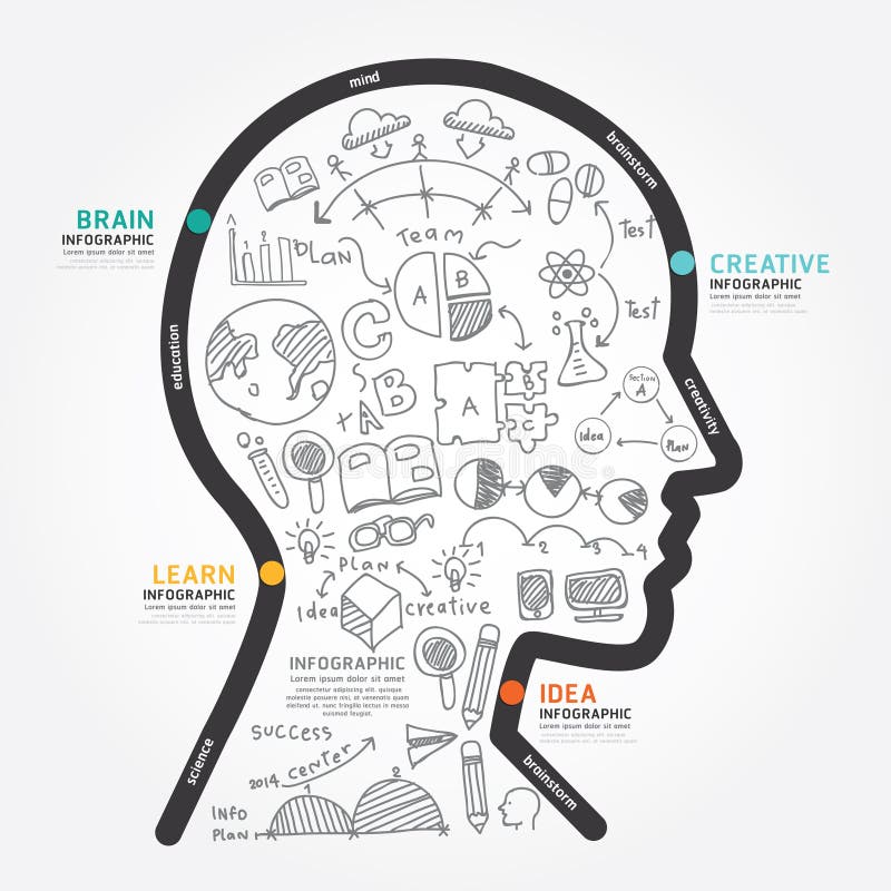 Infographics vector head design diagram line style template