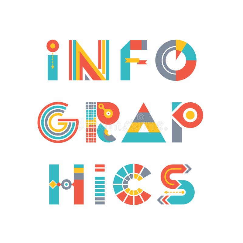 Infographics Word Logo Sign in Flat Style for Creative Design